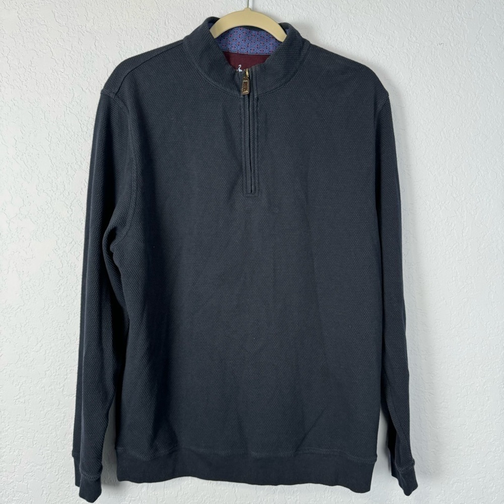 Tailorbyrd Collection Mock Neck 1/4 Zip Long Sleeve Sweater Shirt Large